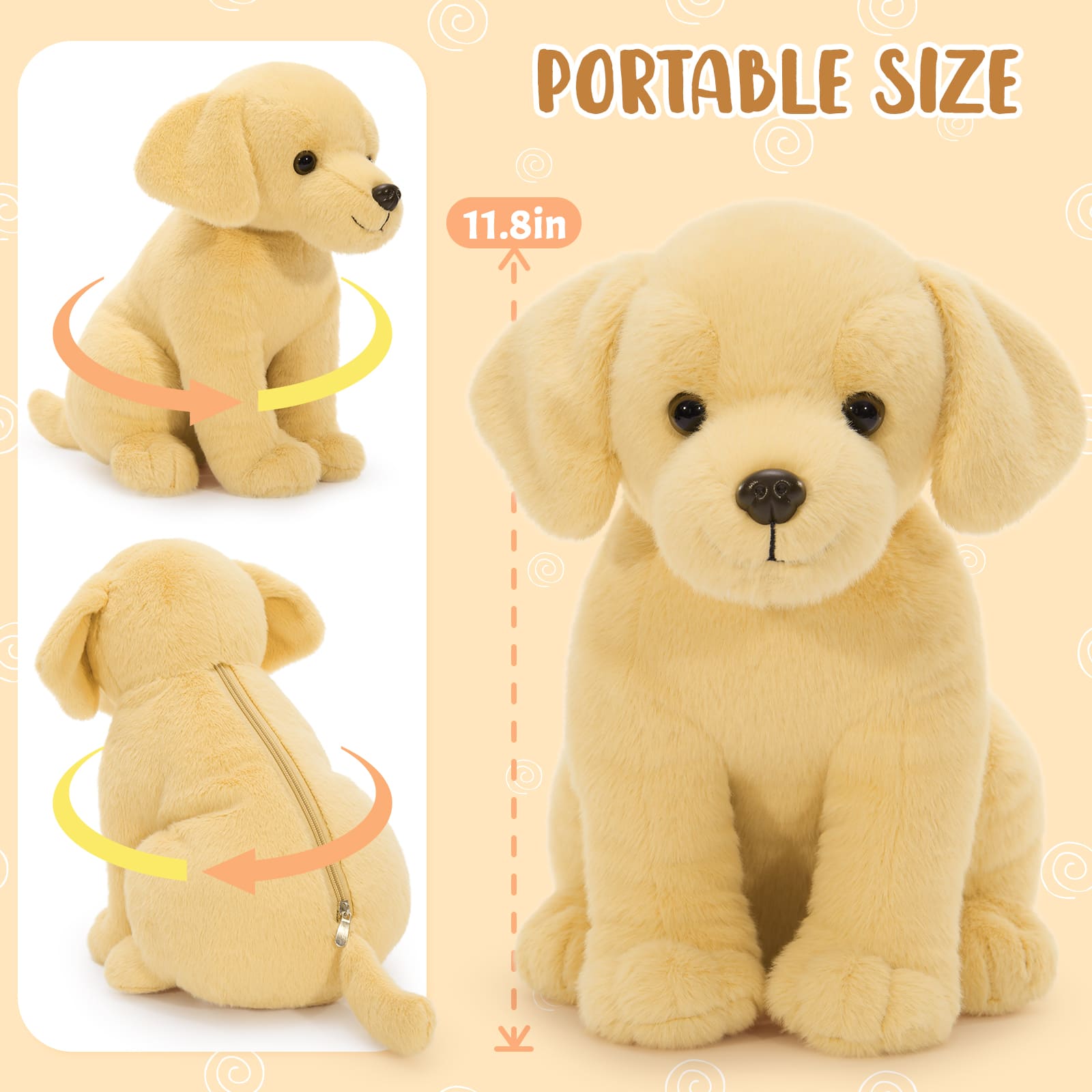 4 Pcs Labrador Dog Stuffed Animals - Labrador Puppy Plush Toys - Stuffed Animal Babies with Their Mom - Stuffed Animals with Babies in the Belly - 12 Inches Cute Dog Plush Dolls for Kids - Mini Puppy Soft Toys - Yellow Lab Stuffed Animal

