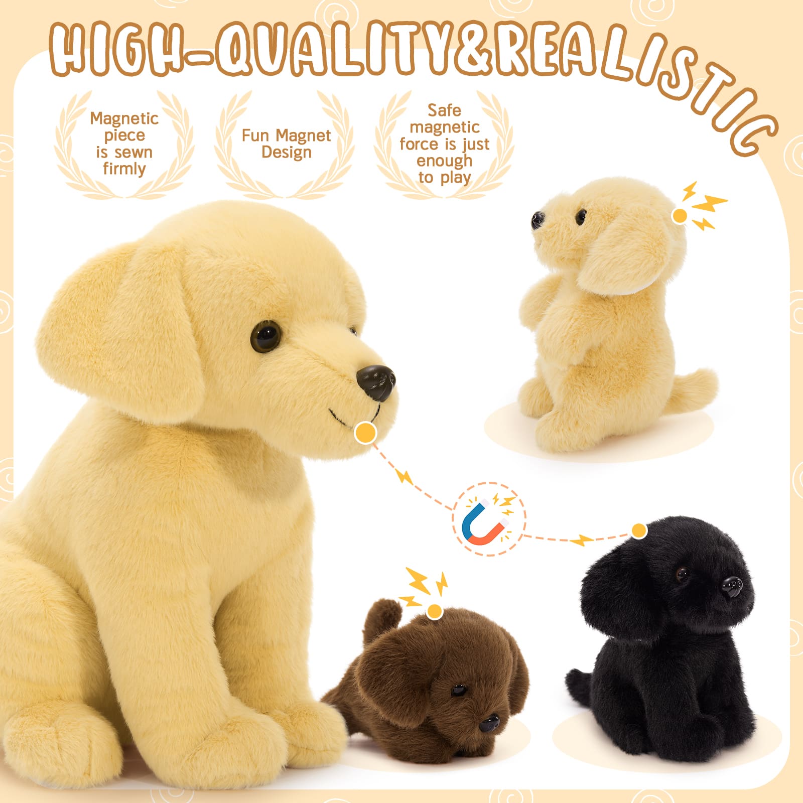 11.8-Inch Labrador Plush Toy Set with Three Puppies