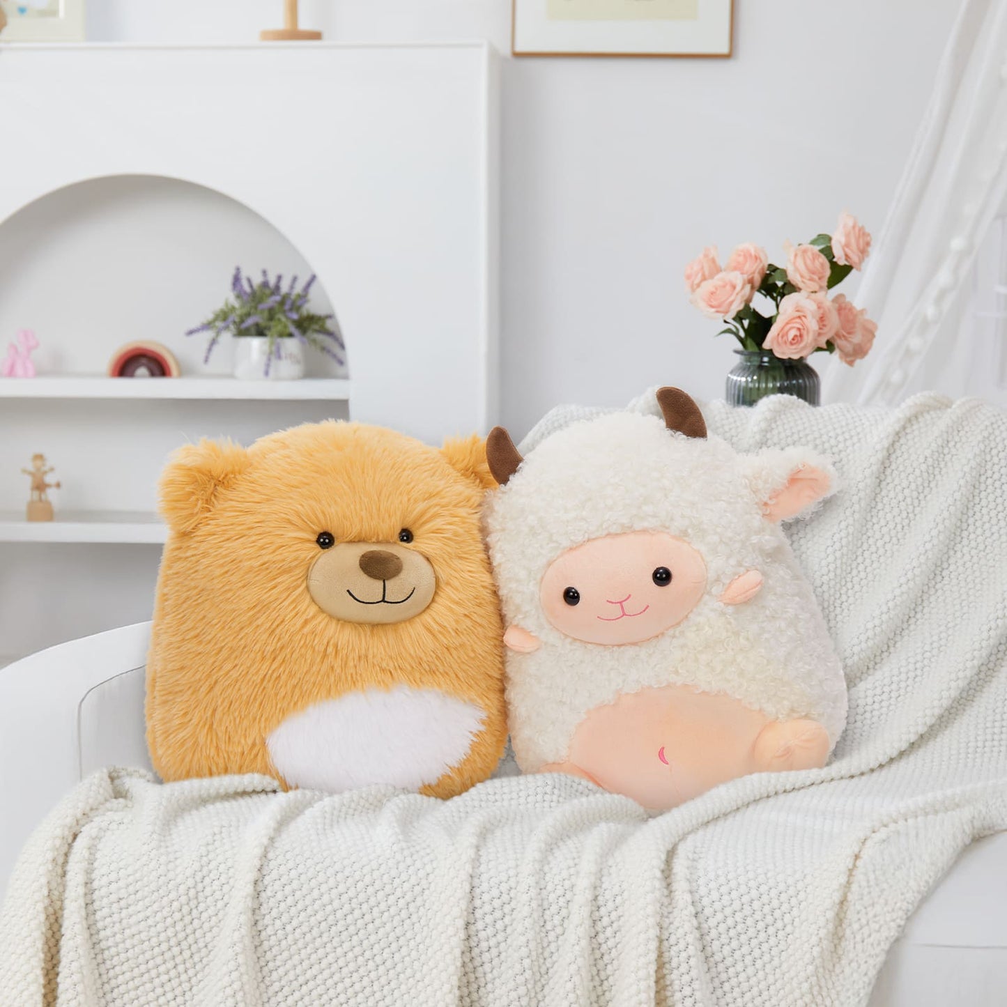 Cartoon Weighted Pillow for Kids Adults 1.5 Lbs - Get Better Sleep - Sustainably Made and Chemical Free - Machine Washable - Kawaii Sheep 14-inch Throw Pillows - Free Shipping