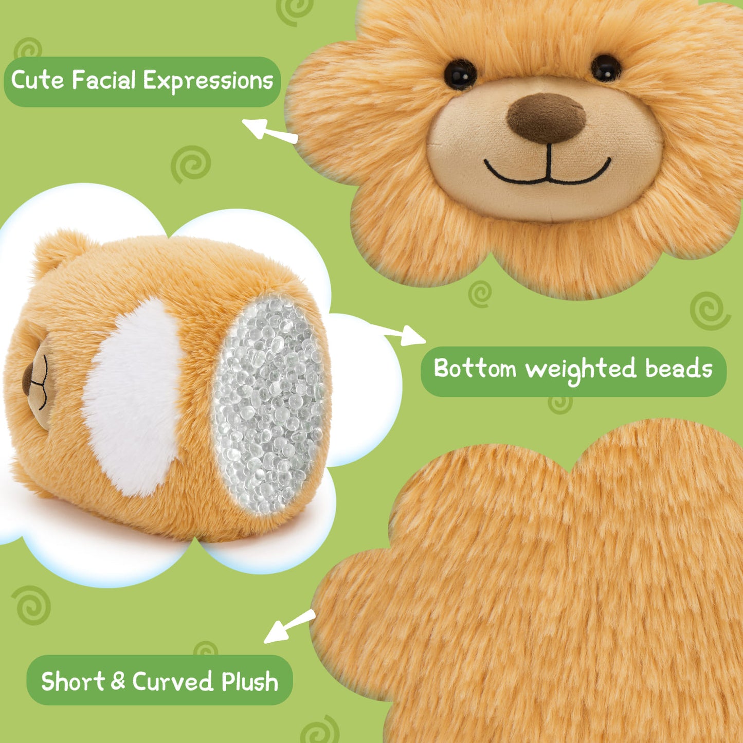 Teddy Bear Weighted Plush Pillows, 1.5 Lbs, 13.8 Inches