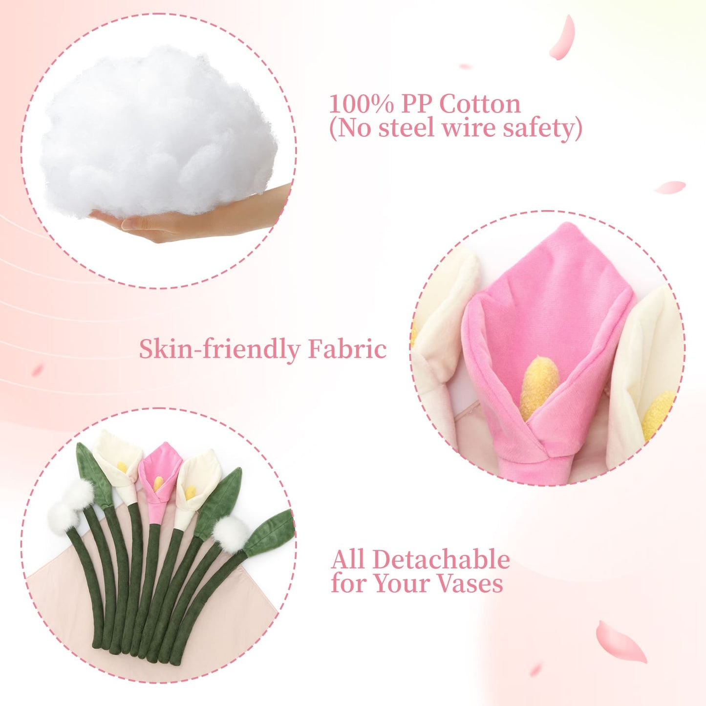 Calla Lily Artificial Flowers Bouquet Plush Toy, 17.3 Inches