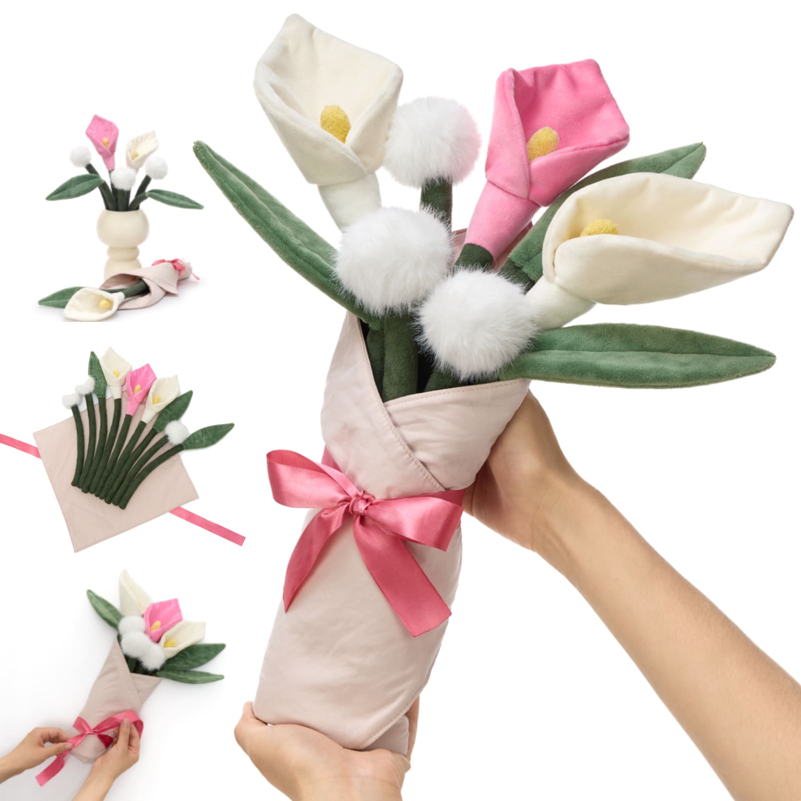 Calla Lily Artificial Flowers Bouquet Plush Toy, 17.3 Inches