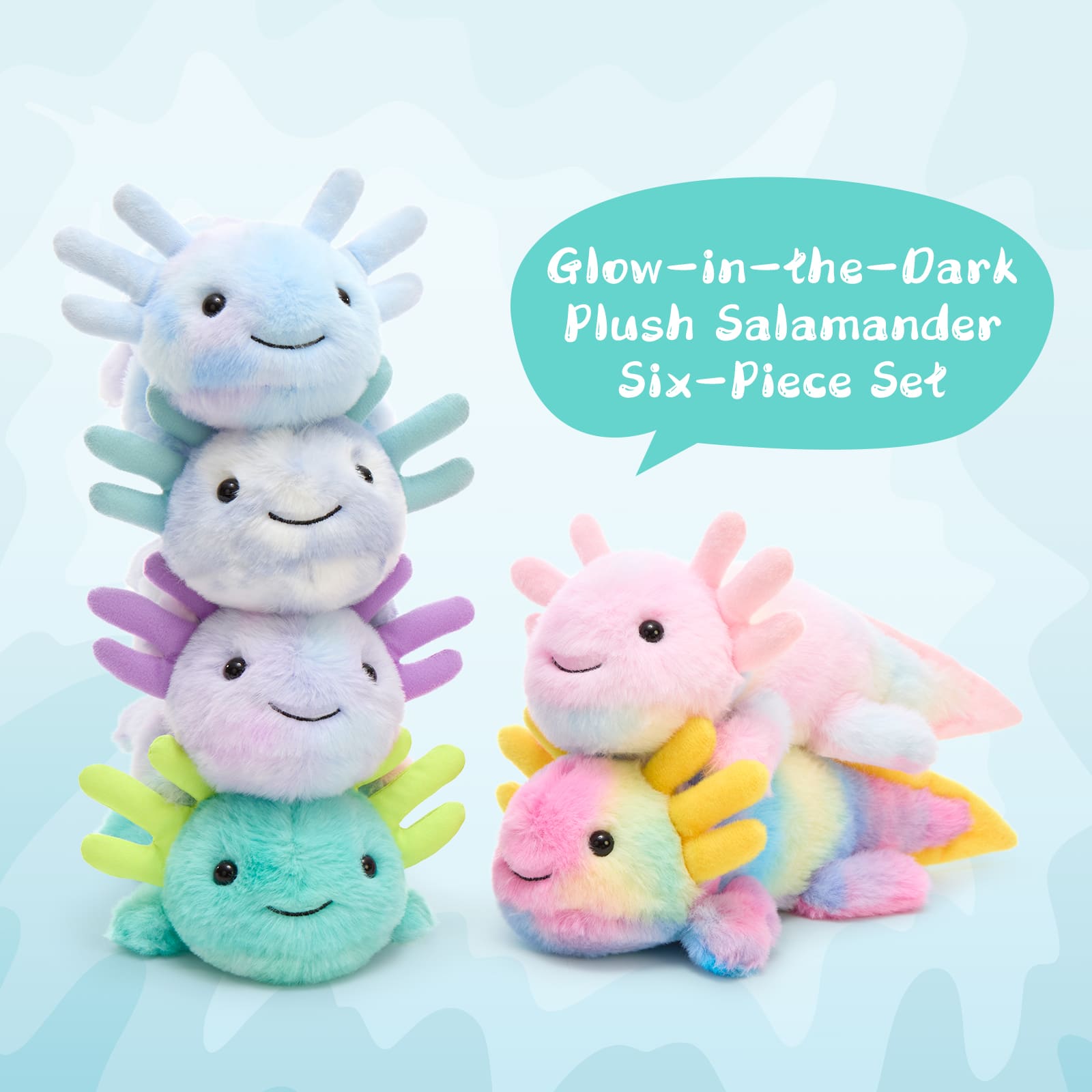 Axolotl Plush Toy Assortment, Colorful, 11.8 Inches
