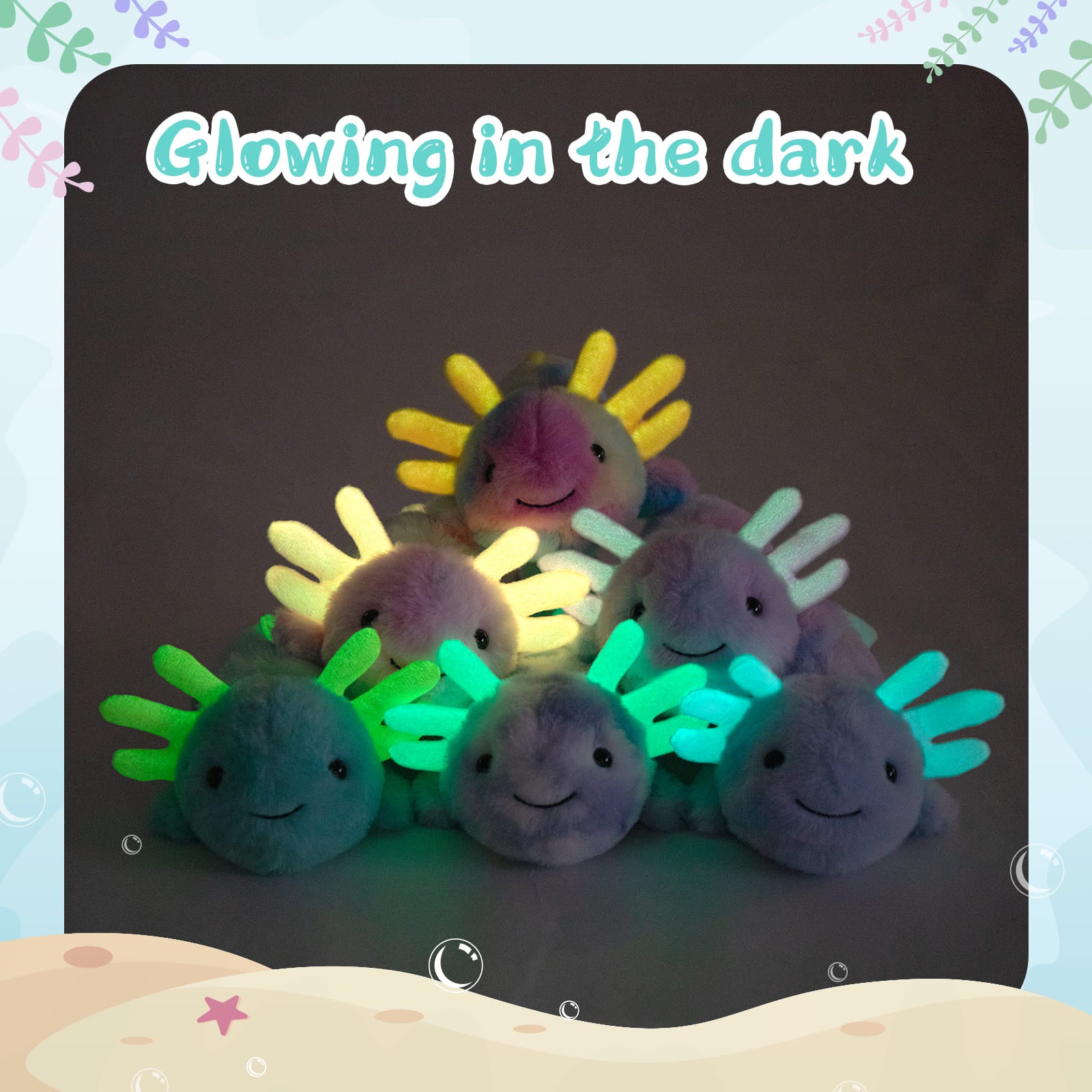 Axolotl Plush Toy Assortment, Colorful, 11.8 Inches