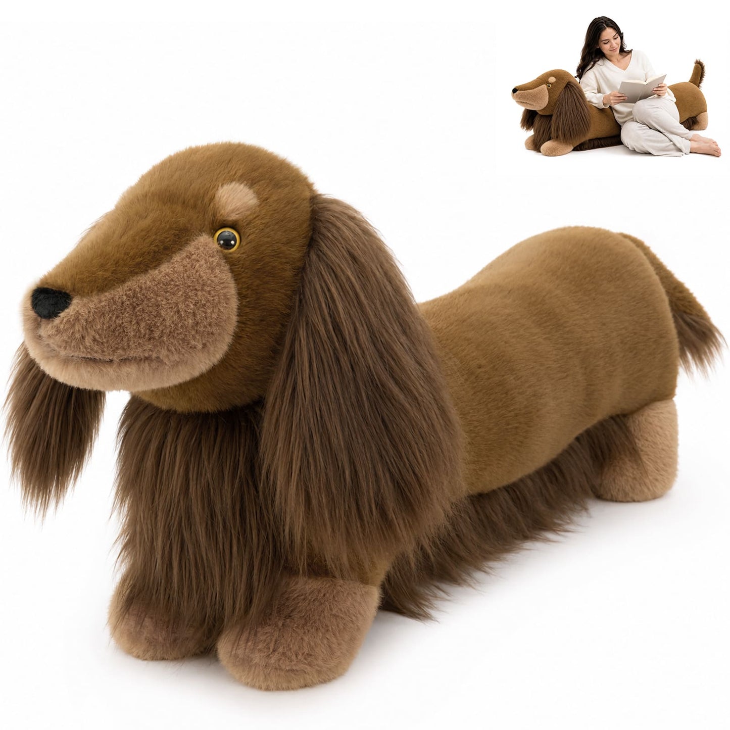 Giant Plush Dachshund Stuffed Animal Soft 43.3 Inch Wiener Dog Toy