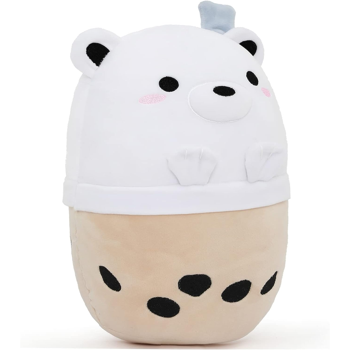 MorisMos Bubble Tea Plush Toys - 12 Inches Polar Bear Cartoon Cylindrical Plush Pillow - Milk Tea Cup Hugging Throw Pillows - Squishy Kawaii Cartoon Bear Cushion