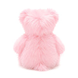 14 Inch Long Fur Teddy Bear Plush Toy with Plaid Bow