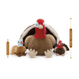 14 Inch Turkey Plush Toy with Three Babies Thanksgiving Gift