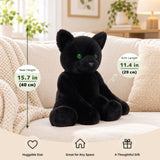 Black Cat Stuffed Animal 15.7 Inch Weighted Black Cat Plush Toy