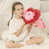 16 Inch Pink Axolotl Plush Toy with Plush Heart-Shaped Collar