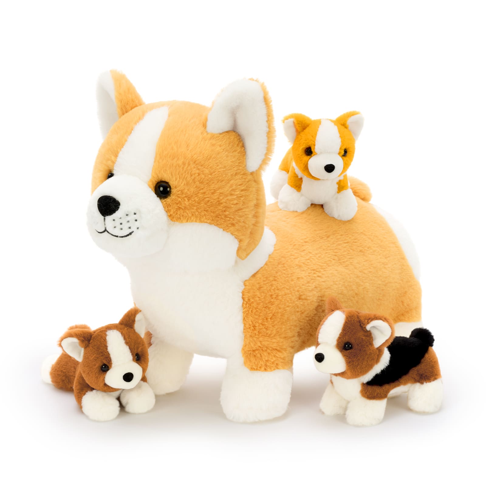 17.7 Inch Corgi Dog Stuffed Animal with Three Puppies