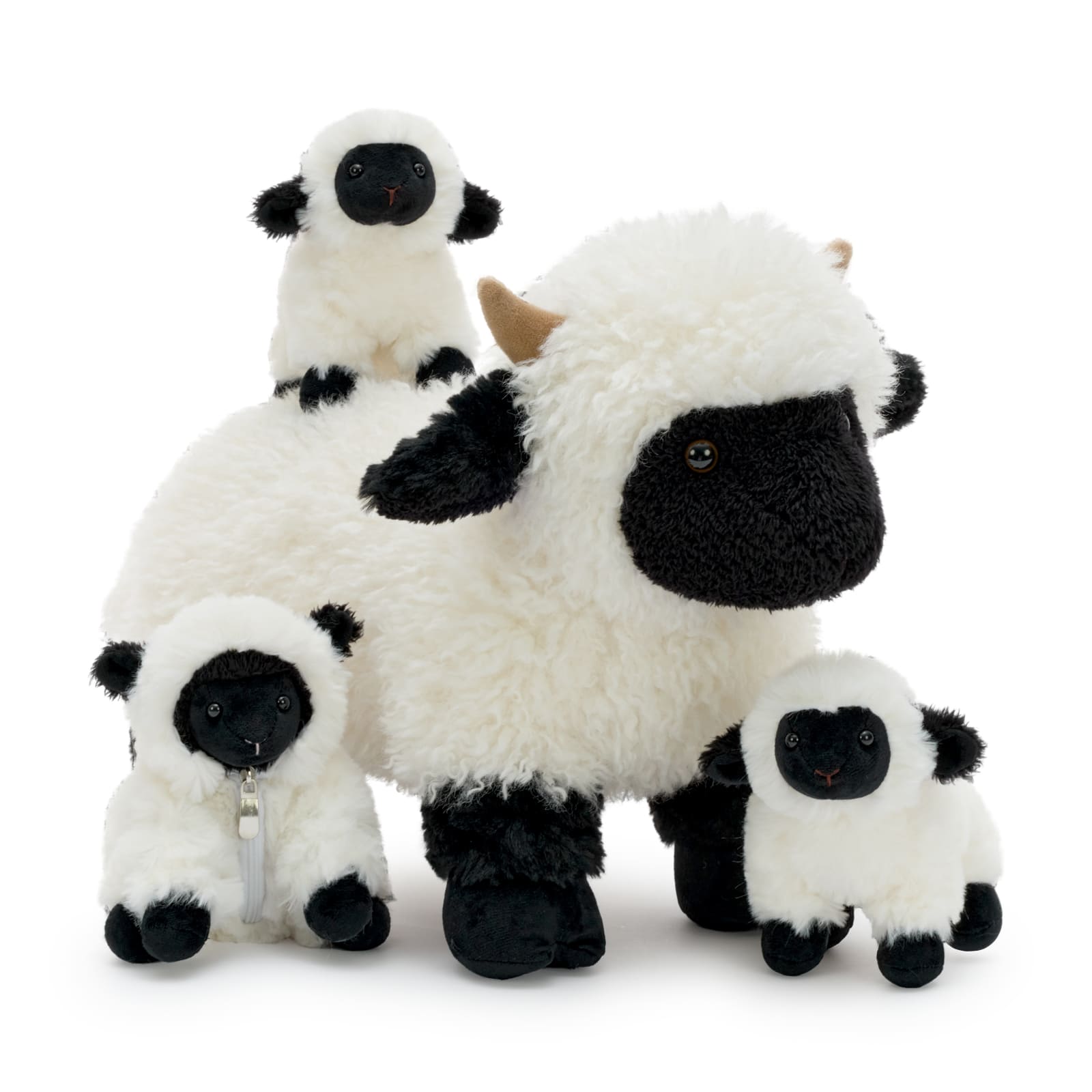 17.7 Inch Valais Blacknose Sheep Stuffed Animal with Three Babies