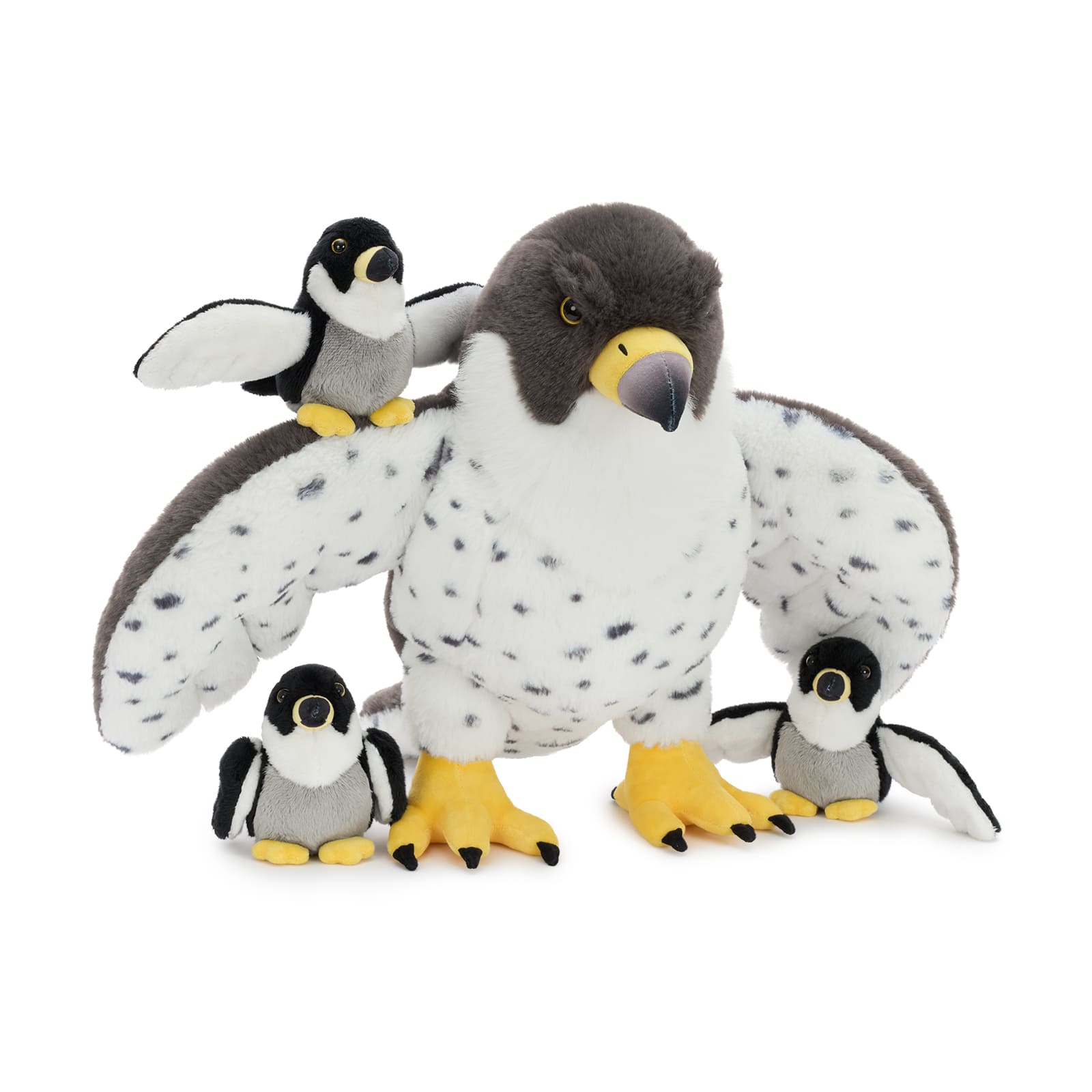 21 Inch Peregrine Falcon Plush Toy Set with Three Baby Birds