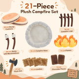 21-Piece Plush Campfire Set for Kids Pretend Play Camping Toy Set