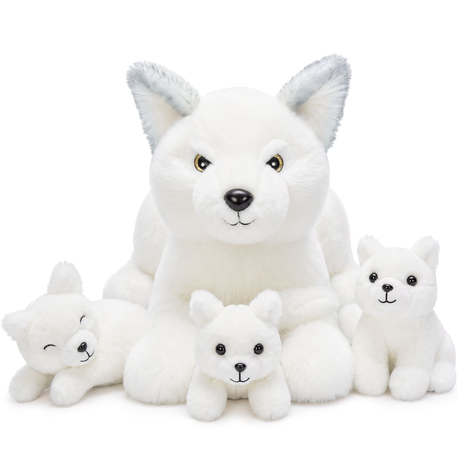22-Inch Fox Family Plush Toy Set with 3 Cute Babies