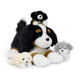 Bernese Mountain Dog Stuffed Animal with Three Puppies