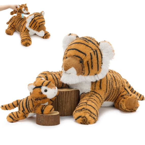 Tezituor 2PCS Stuffed Animal 18'' Mommy and Baby Plush with Interactive Connecting Design