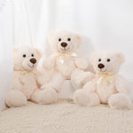 3 Pcs White Teddy Bear Stuffed Animals - 14 Inches Beige Teddy Bear Plush Toys - Teddy Bear Theme Baby Shower Centerpieces - Cute Teddy Bear Plush Dolls Bulk - Free Shipping