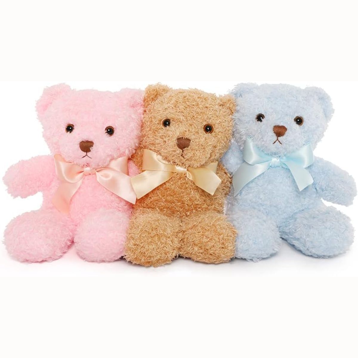 Teddy Bear Stuffed Animals Bulk - Valentine's Day Teddy Bear Plush Toys - Teddy Bear Theme Baby Shower Centerpieces - Cheap Bulk Wholesale Teddy Bear Plushies - Cute 10 Inches Small Teddy Bear Plush Dolls - Valentine's Day Gift for Girlfriend/Boyfriend - Pink/Brown/Blue Stuffed Teddy Bears - Free Shipping
