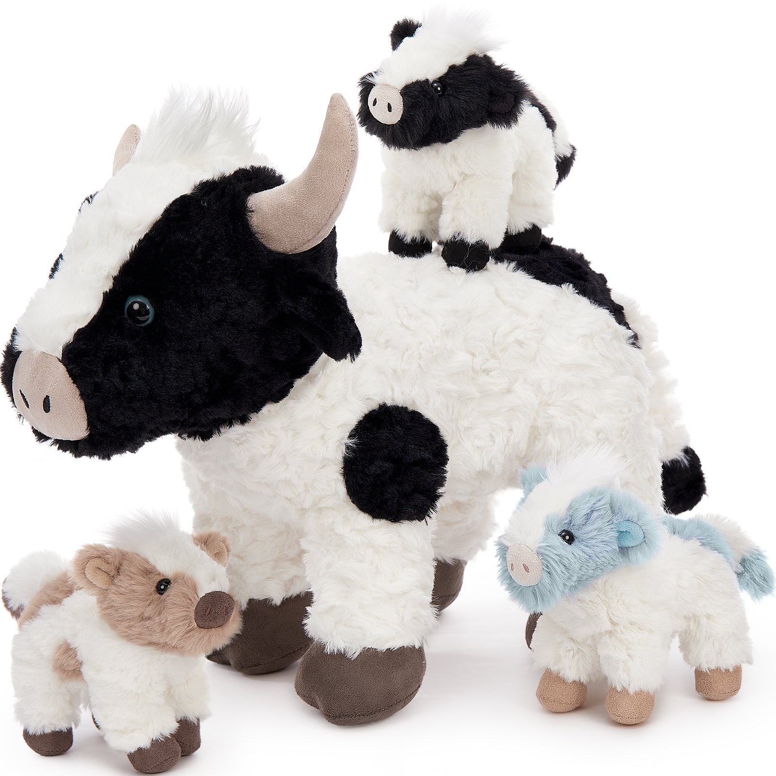 MorisMos 4Pcs Cow Plush Toy Set
