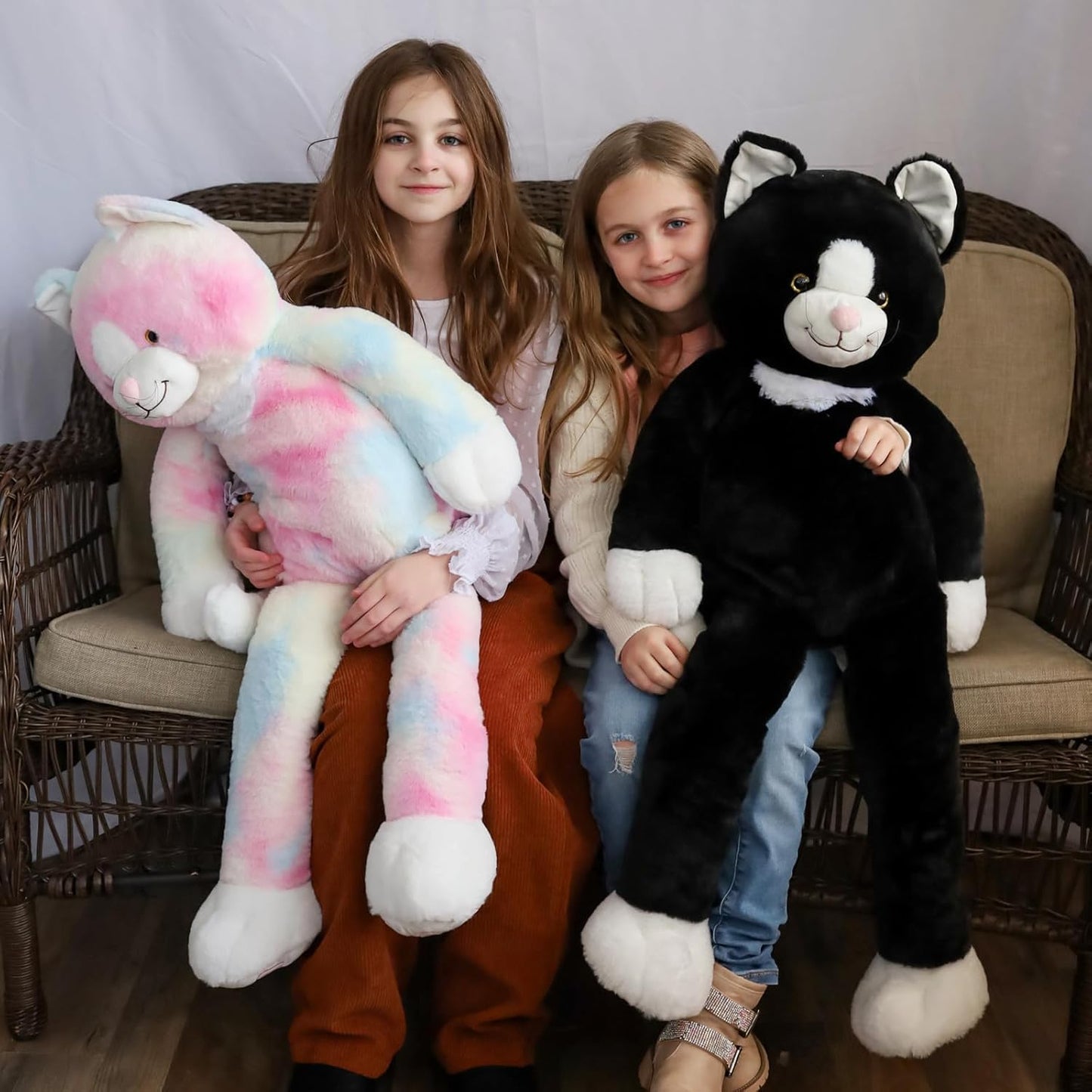 Cat Stuffed Animals Weighted Plush Toys, Black/Colorful, 39 Inches