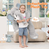 39-Inch Elephant Plush with Baby Elephant Large Stuffed Elephant Toy