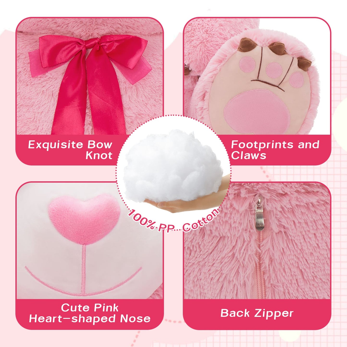 Valentine's Day Teddy Bear Stuffed Animals - 4 FT Pink Teddy Bear Plush Toys - Valentine's Day Gift for Girlfriend/Boyfriend - Fluffly Cuddly Plushy Fluffy Toy - Cute Teddy Bear Plush Pillows for Kids - Christmas/Birthday Gift for Children/Teens/Adults - Romantic Anniversary Gift for Wife/Husband - Wedding Gift for Friends - Free Shipping