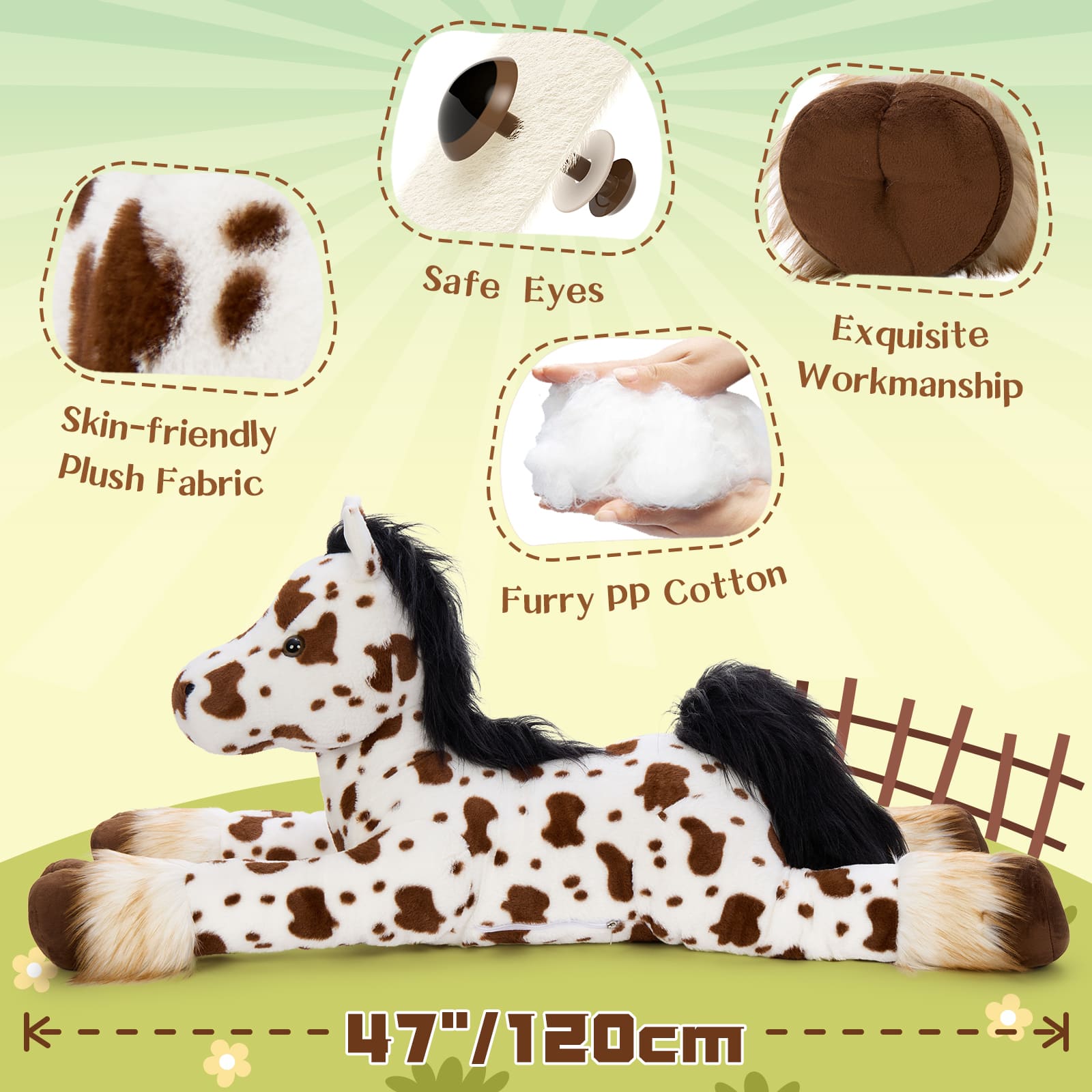 Appaloosa Spotted Horse Stuffed Animals, 47 Inches