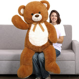 MorisMos Stuffed Animals - Giant Dark Brown Teddy Bear Plush Toys - 4 Feet Teddy Bear Plush Dolls - Valentine's Day Teddy Bears&Gifts for Boyfriend/Girlfriend - ' We Can Bearly Wait' Teddy Bear Theme Baby Shower Decor Ideas - Birthday/Christmas/Graduation Gift for friends - Romantic Anniversary Gift for Wife/Husband