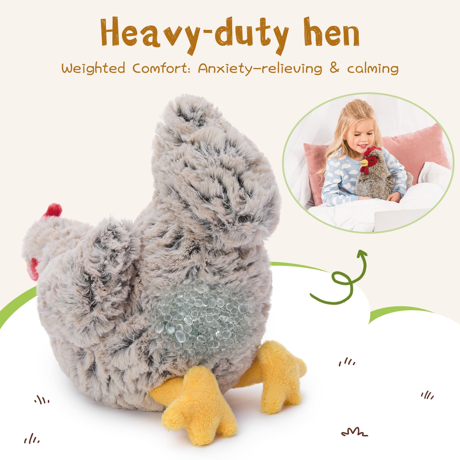 4 Pcs Chicken Plush Toys Hen Stuffed Animals, 9.8 Inches