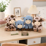 Four 8.7 Inch Cow Plush Toy Set Farm Stuffed Animals