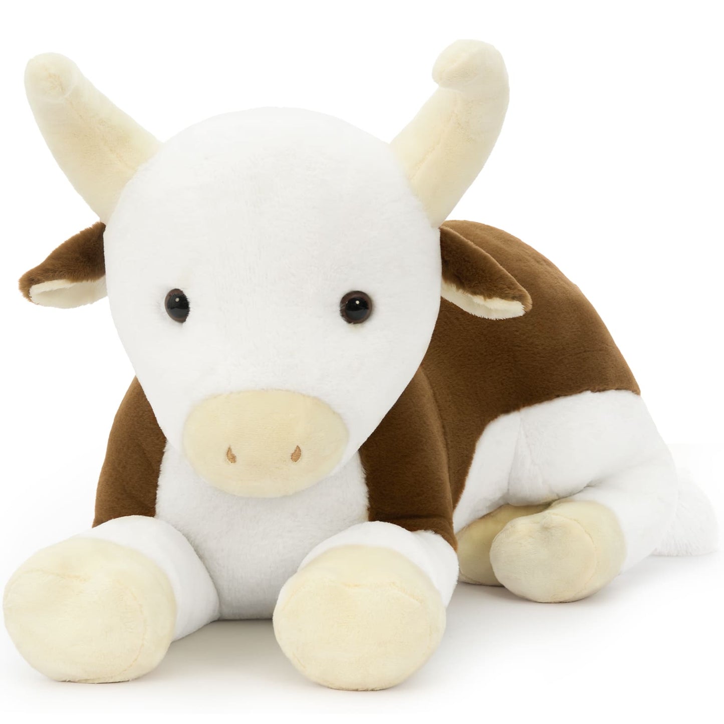 43.3-Inch Giant Plush Hereford Cattle Stuffed Animal Soft Farm Cow Pillow Toy