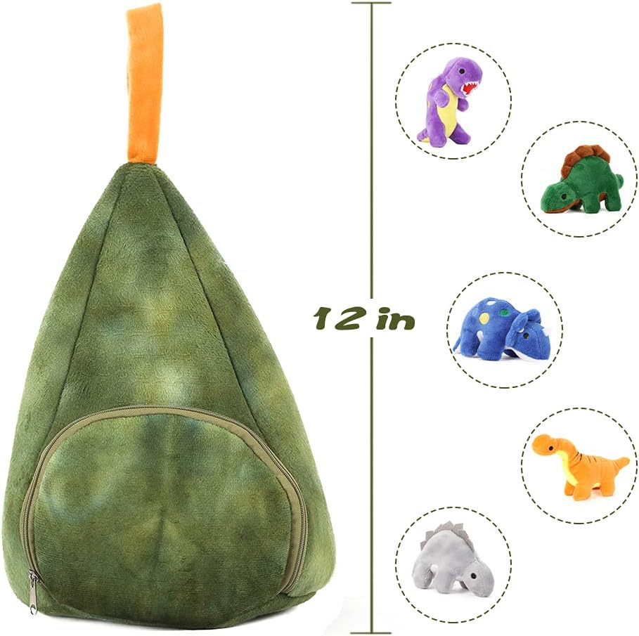 5 Pcs Dinosaur Plush Toys with a Plush Mountain House