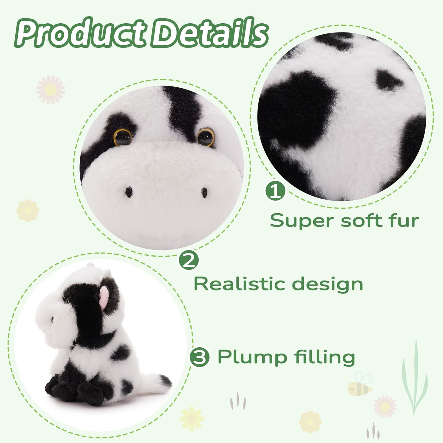 5 Pcs Dairy Cow Stuffed Animals Bulk - 16 Inches Cow Plush Toys Set - Stuffed Animal Babies with Their Mom - Stuffed Animals with Babies in the Belly - Cute Farm Cow Cartoon Plush Dolls for Kids - Cartoon Soft Toys - Christmas/Birthday Gift Ideas