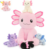 Glow in the Dark Axolotl Plush Toy Set 15.7 Inch Pink Axolotl Stuffed Animal