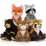 5 Pcs Woodland Animal Plush Set, 7.9-Inch Raccoon, Bear, Fox, Red Panda & Giraffe