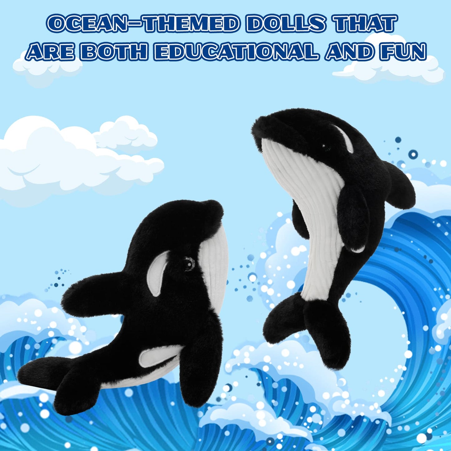 adorable orca plush stuffed whale toy marine animal plush for kids bedroom decor