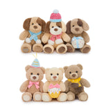 3 Piece Birthday Dog and 3 Piece Birthday Bear Plush Toy Set