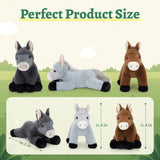 6-Piece Donkey Plush Toy Set Soft Farm Stuffed Animal Gifts for Kids