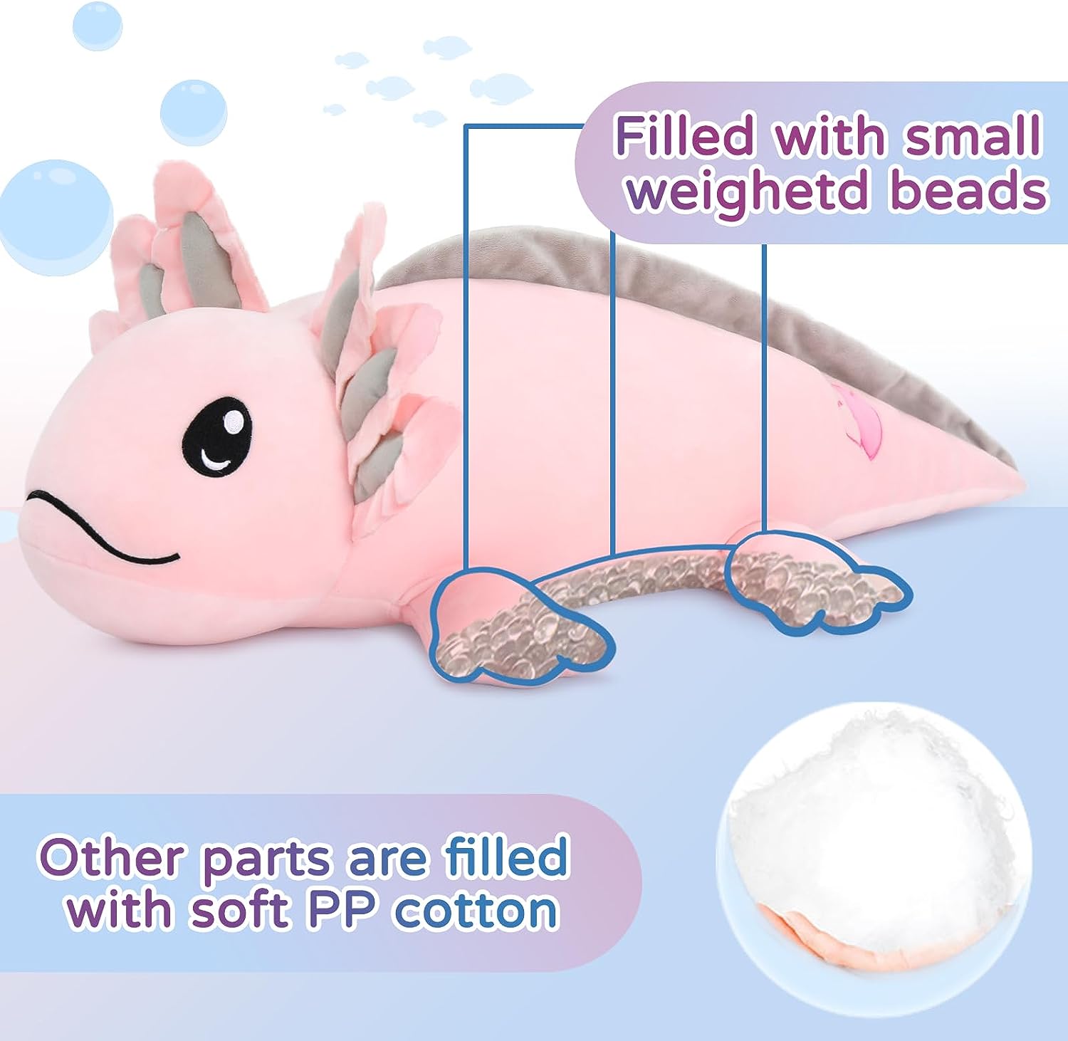 Weighted Axolotl Stuffed Animal Toy, 31.5 Inches