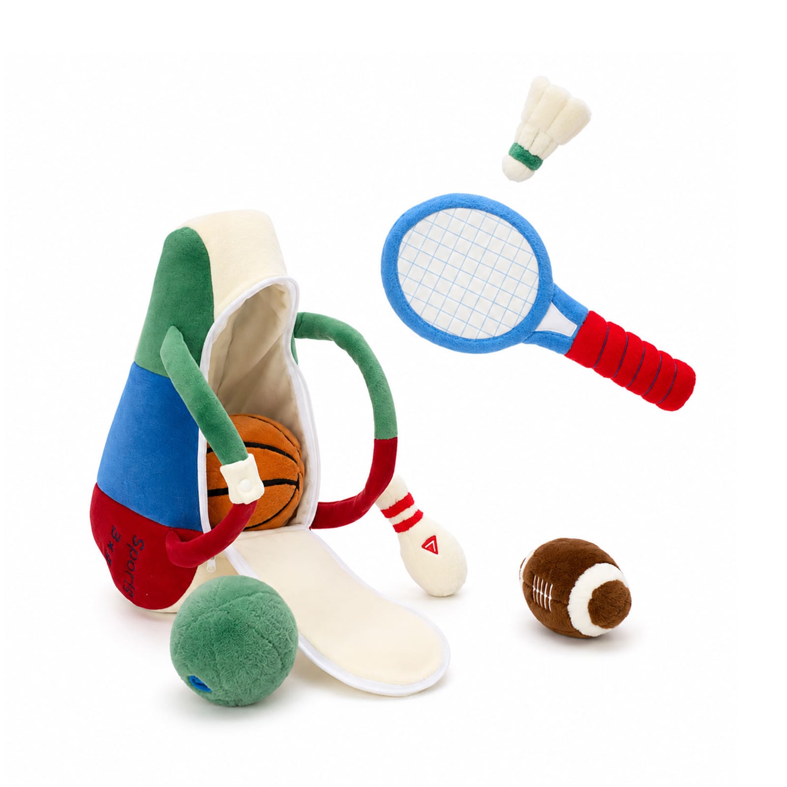 13.7 Inch Sports Bag with Six Pcs Sports Plush Toys