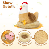 7 Pcs Chicken Stuffed Animals, Stuffed Hen Plush with Baby Chicks & Eggs, Nest Hen Coop Plush Toy Set for Kids, Soft Stuffed Farm Animal Plushie for Birthday Christmas Easter Gift, 14"