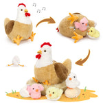 7 Pcs Chicken Stuffed Animals, Stuffed Hen Plush with Baby Chicks & Eggs, Nest Hen Coop Plush Toy Set for Kids, Soft Stuffed Farm Animal Plushie for Birthday Christmas Easter Gift, 14"