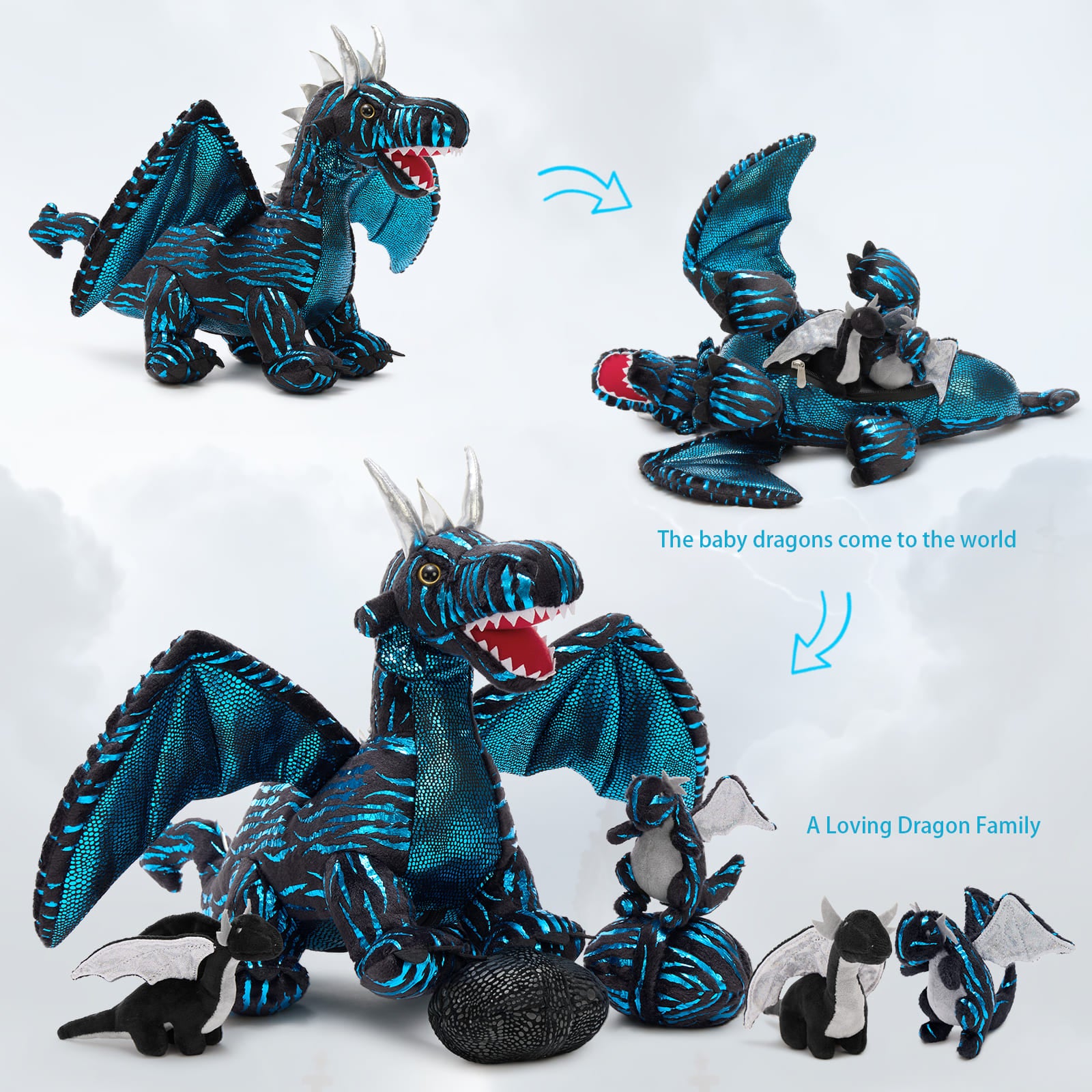 Stofftierset „Fliegender Drache“, 20 Zoll