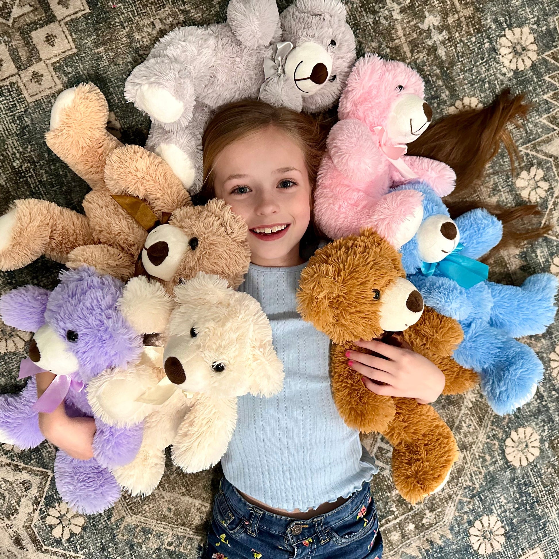 7-Piece Teddy Bear Stuffed Toys, Seven Colors, 13.8 Inches