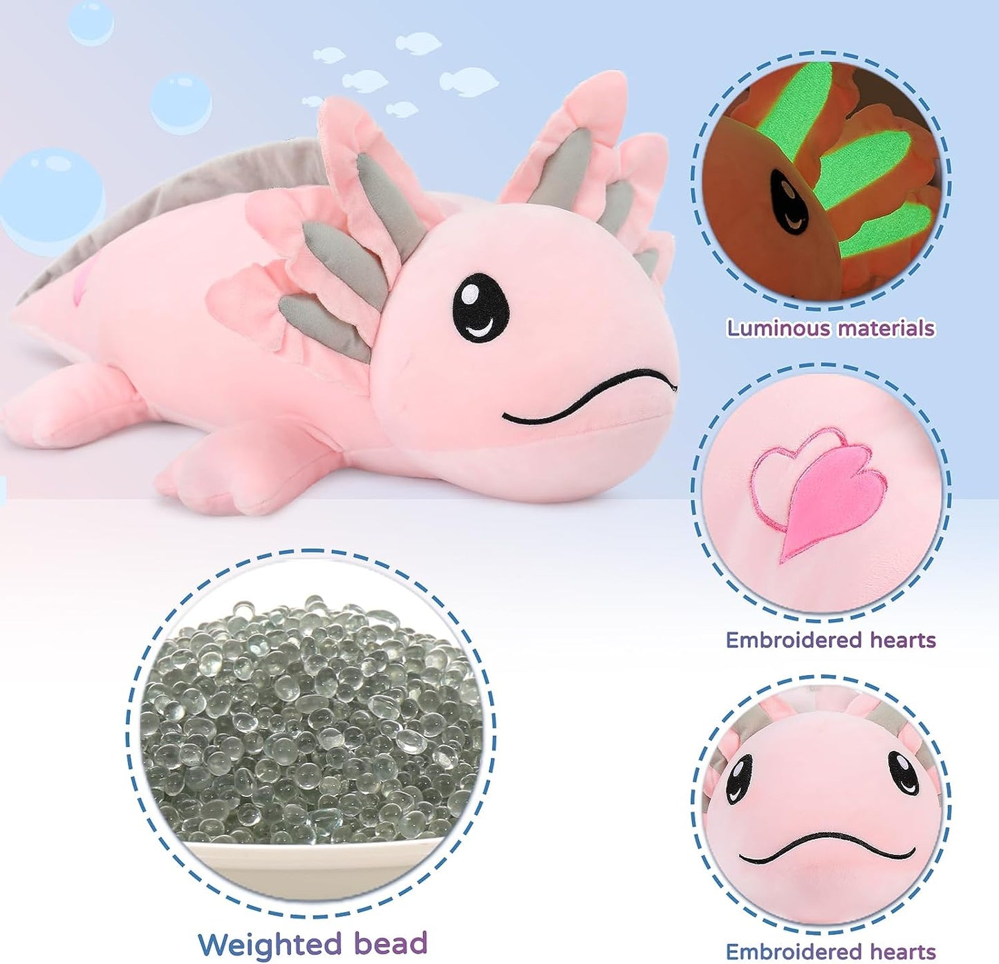 Weighted Axolotl Stuffed Animal Toy, 31.5 Inches
