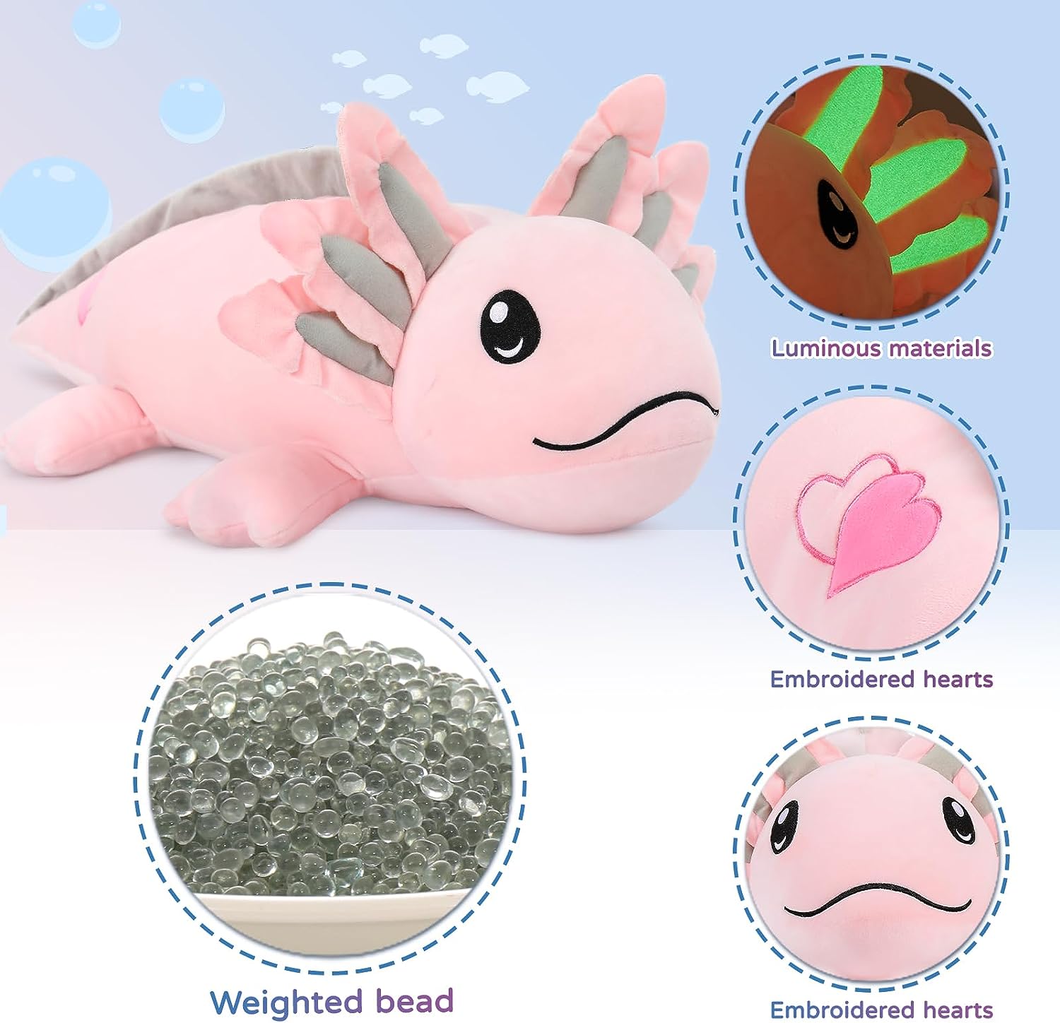 Weighted Axolotl Stuffed Animal Toy, 31.5 Inches