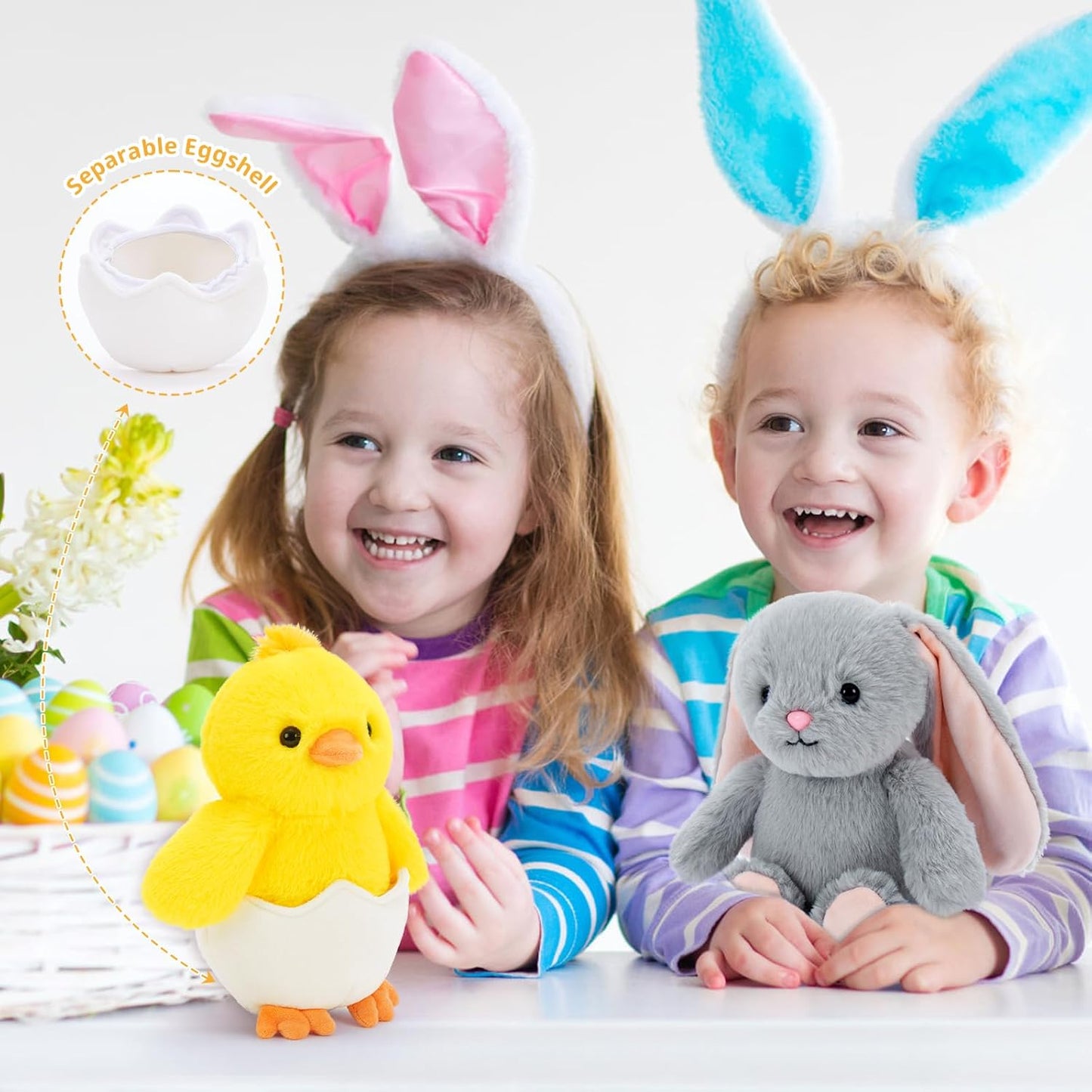 MorisMos 6Pcs Farm Animal Stuffed Animals Bulk with Cow/Horse/Sheep/Pig/Bunny/Chick Plush Toys