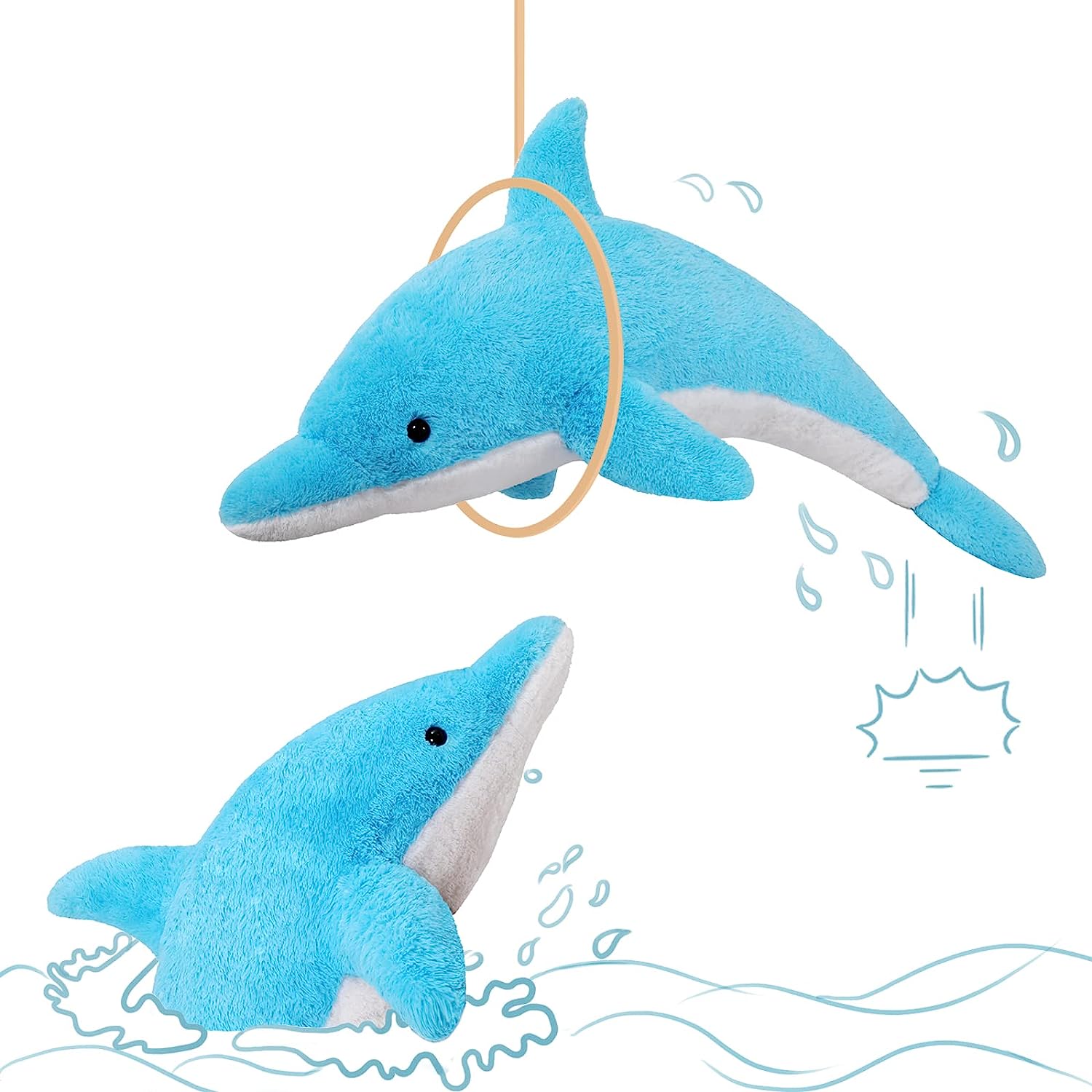 Dolphin Stuffed Animals, Blue, 55 Inches