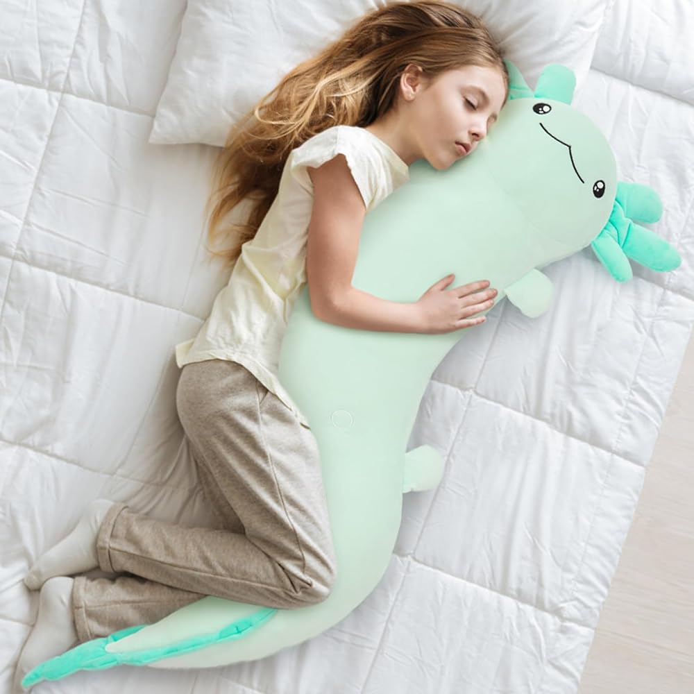 Tezituor 48" Axolotl Stuffed Animal Giant Stuffed Axolotl Glow in The Dark Plush Toy